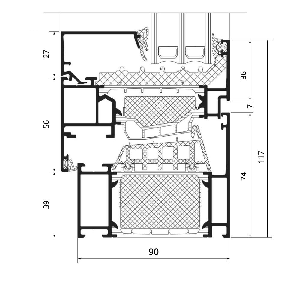 Schüco AWS 90 SI cross-section profile
