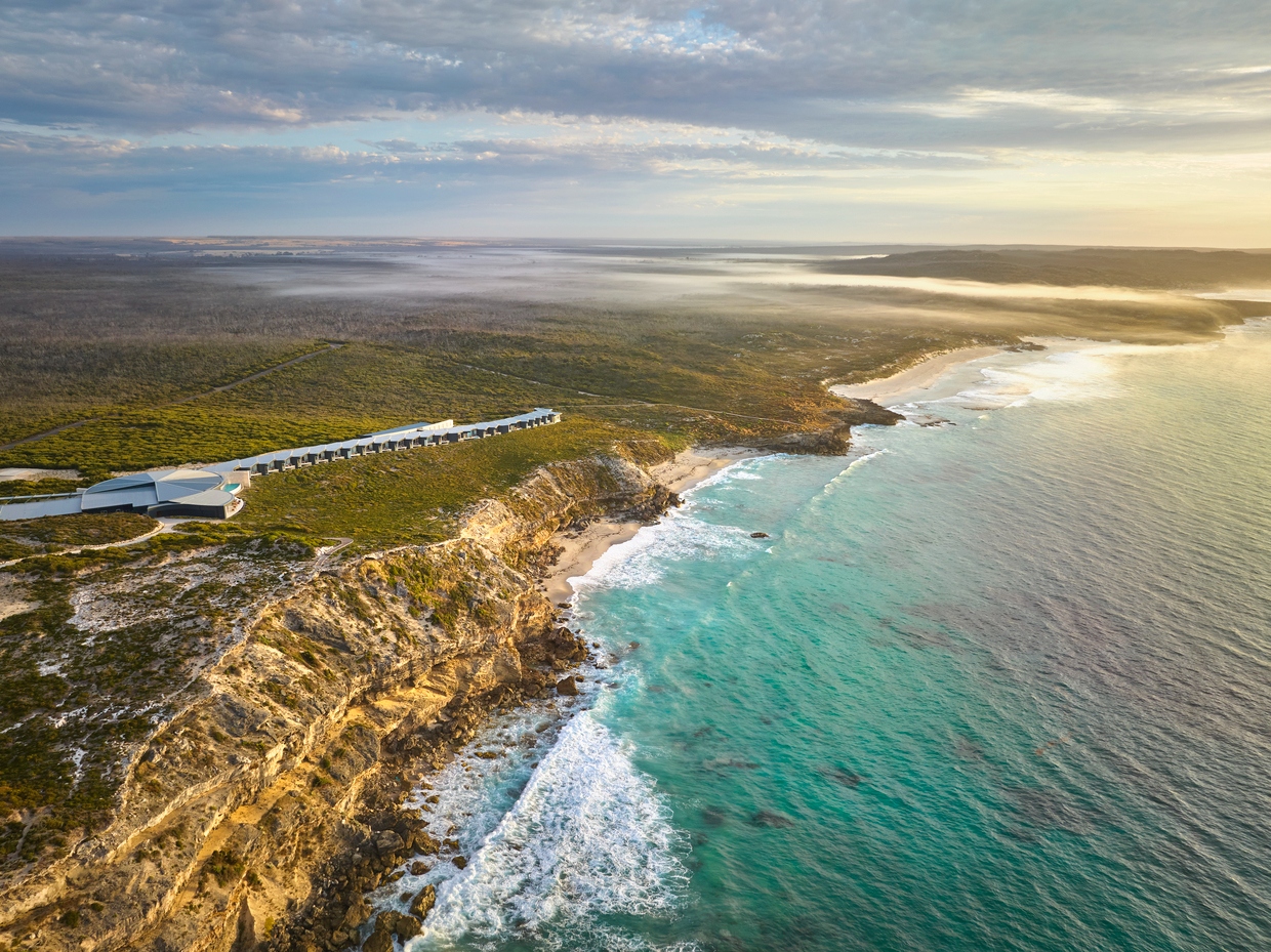 Southern Ocean Lodge — Kangaroo Island, aerial sunrise