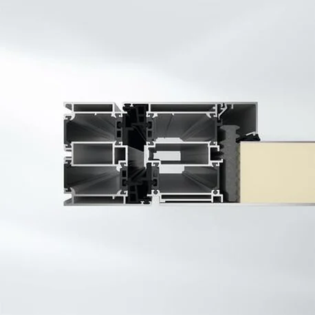 Horizontal section render through the AD UP 90 leaf and outer frame