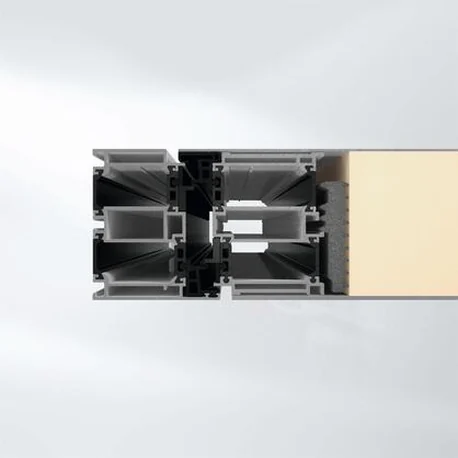 Horizontal section render of the AD UP 90 profile with an insulated infill panel