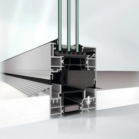 Section render through the AS FD 90.HI outer frame and threshold