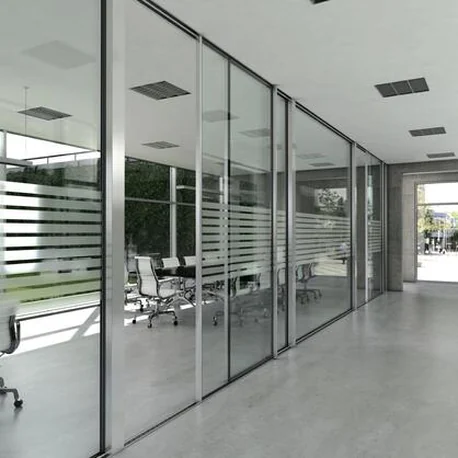 Office corridor with ASS 39 PD.NI sliding glass partitions
