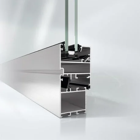 Angled section render of the AWS 50 outer frame carrying an insulating glass unit