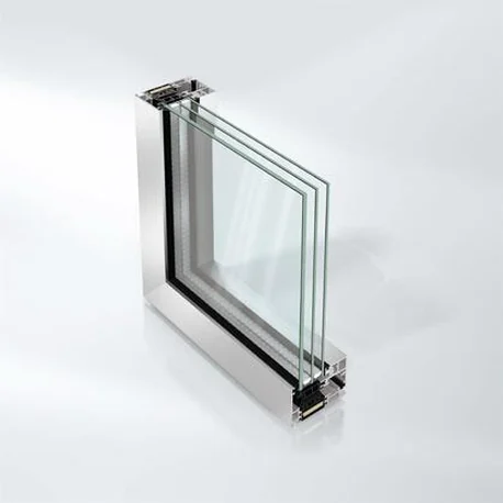 Angled render of a Schüco AWS 75 PD.SI Panorama Design vent with slim face widths