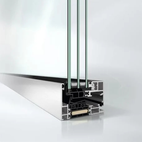 Cross-section render through the AWS 75 PD.SI vent frame and glass bonding