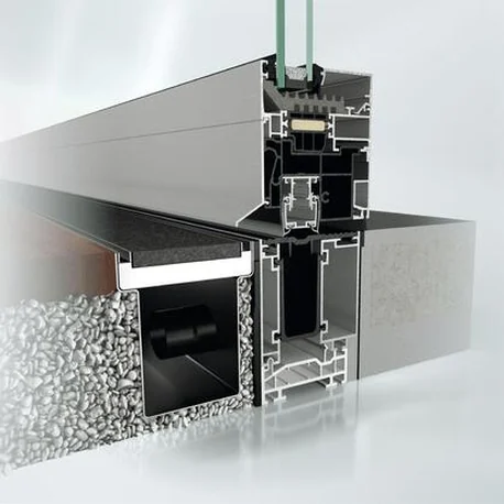 Cutaway render of the AWS 75.SI+ frame set into an insulated wall build-up