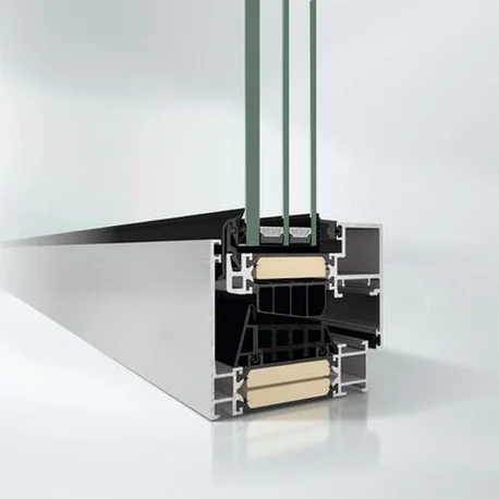 Angled section render of the AWS 90.SI+ frame with glazing