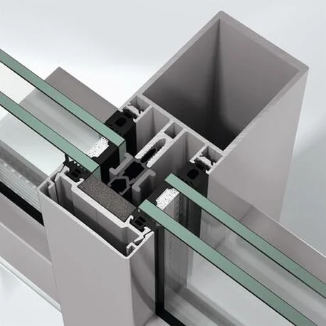 Corner section render of the Schüco FWS 60 mullion/transom façade