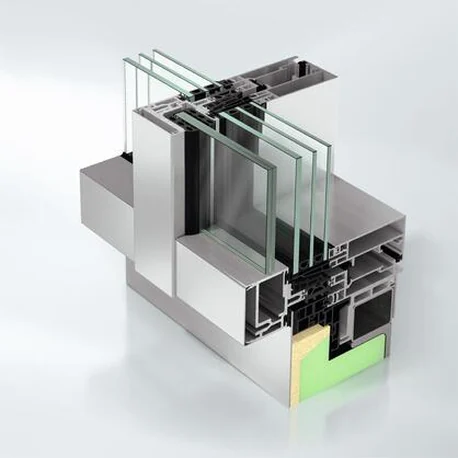 Section render of the FWS 60 CV frame with gaskets and glass carrier