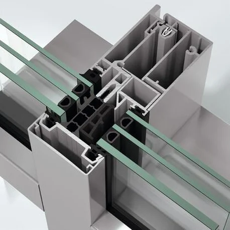 Angled section render through the FWS 60 CV mullion and transom