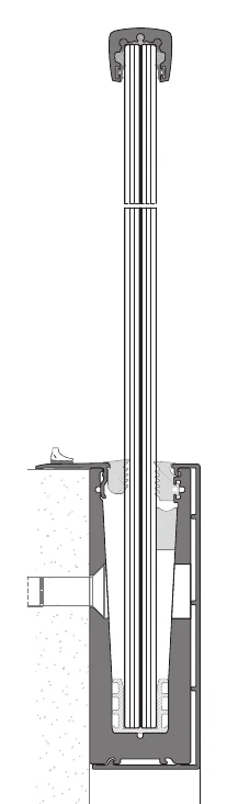 AV balustrade cross-section — side-fixed base variant