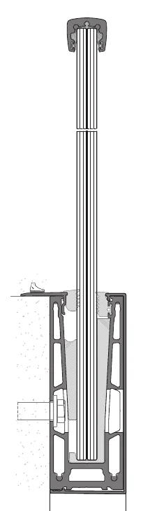 AV balustrade cross-section — recessed base variant