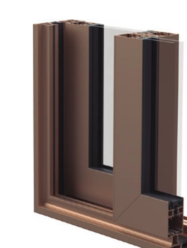 JE straight-perimeter sliding render showing the squared frame line